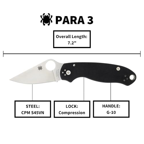 Spyderco Para 3 Folding Pocket Knife - CPM S45VN Steel, PlainEdge