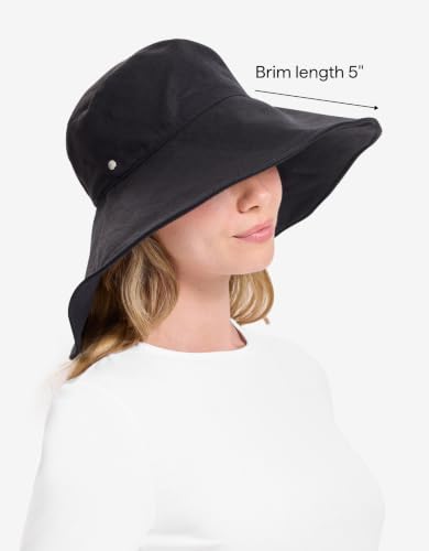 Solbari Women's UPF 50+ Cotton Linen Wide-Brim Sun Hat Small-Medium Black
