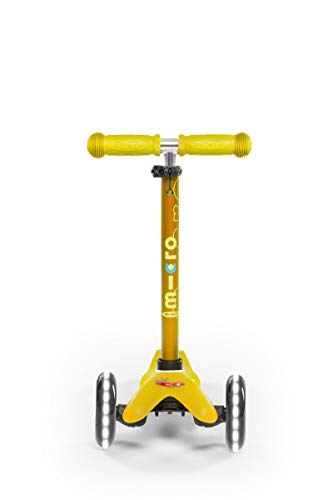 Micro® Mini Deluxe LED Scooter 3 Wheels for Toddlers - Yellow, 21.06x9.25x36.61 inches