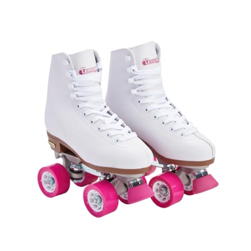 White Classic Quad Roller Skates for Women & Men - Adjustable High-Top Boots, 60mm PU Wheels