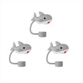 Skiennix Gray Shark Straw Toppers - Reusable Silicone Covers for Stanley 30 & 40 Oz Tumblers | Dust Proof Design