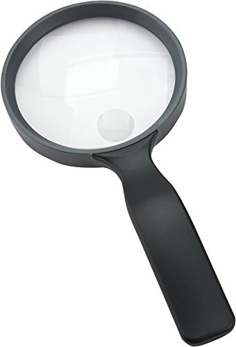 Round 4.3 Inch Handheld Magnifier with 2x Power and 3.5x Spot Lens - Black