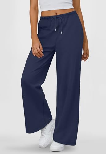 Women’s Baggy Wide Leg Lounge Sweatpants - Medium Navy Blue