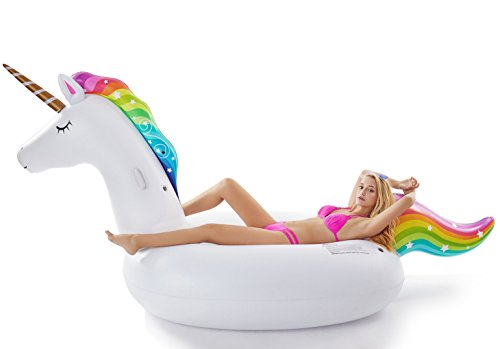 Giant Inflatable Unicorn Pool Float - 114x55 Inches Ride-On Summer Lounger for Kids & Adults