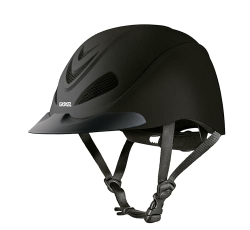 Black Medium Ultralight Horse Riding Helmet with Adjustable Fit - Safety Equestrian Gear