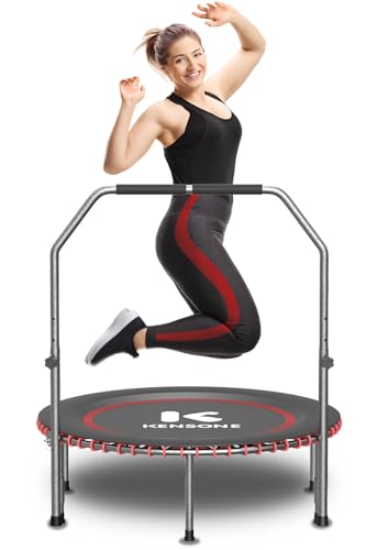 K KENSONE 40/48 Inch Foldable Bungee Rebounder Trampoline for Adults with Adjustable Handlebar