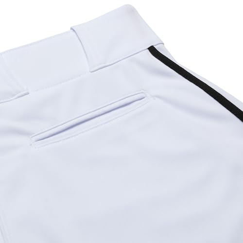 Unisex Baseball Pants with Braid - Triple Crown 2.0 Tapered Bottom, Medium, White/Black