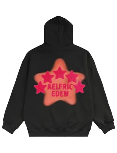 Aelfric Eden Men's Y2K Graphic Oversized Hoodie Black Medium Aa02 - Casual Streetwear