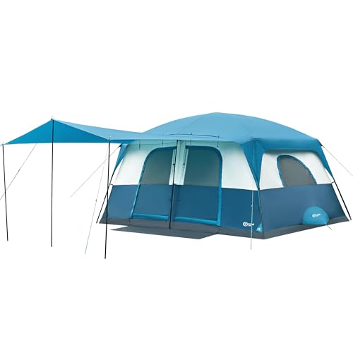 Portal 8-Person Blue Instant Cabin Tent with Rainfly & Large Mesh Windows