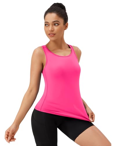 SPVISE 1 Pack Rose Red Racerback Workout Tank Tops for Women Slim Fit Yoga & Running