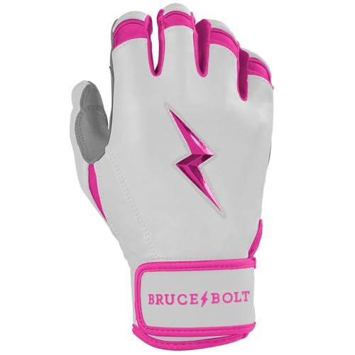 Pink Bruce Bolt Chrome Series Short Cuff Batting Gloves - Youth Small