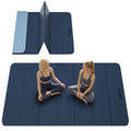Extra Wide Fitness Exercise Mat 75x40 Inch, Foldable Non-Slip TPE Workout Mat - Navy Blue & Mist Blue
