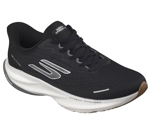 Skechers Mens Aero Spark Slip-Ons - Black/White, Size 8.5, Hands Free Running Shoe