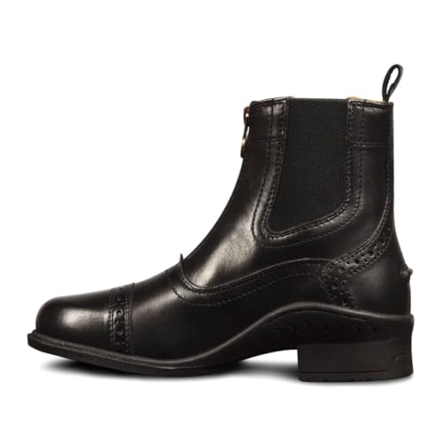 Women's Equestrian Waterproof Leather Paddock Boots with Zip - Black, Size 9
