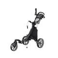 KVV 3-Wheel Golf Push Cart with 360° Swivel Front Wheel, Quick Fold & Umbrella Holder - Black/Charcoal