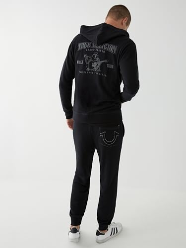 Men's Buddha Logo Zip Hoodie - Large Black Casual Sweatshirt