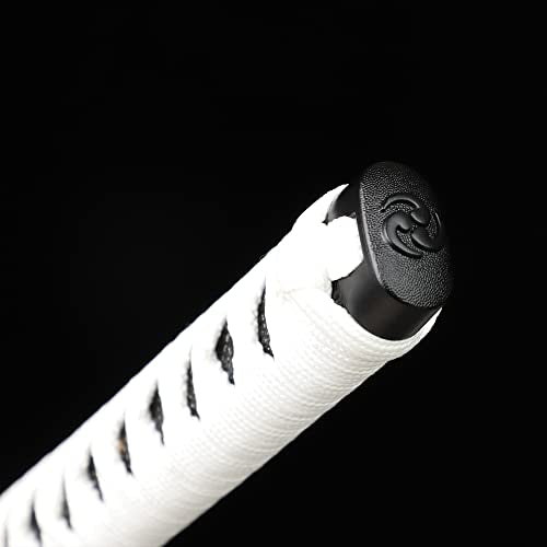 41 Inch Full Tang Samurai Sword - White Black Japanese Katana for Collection