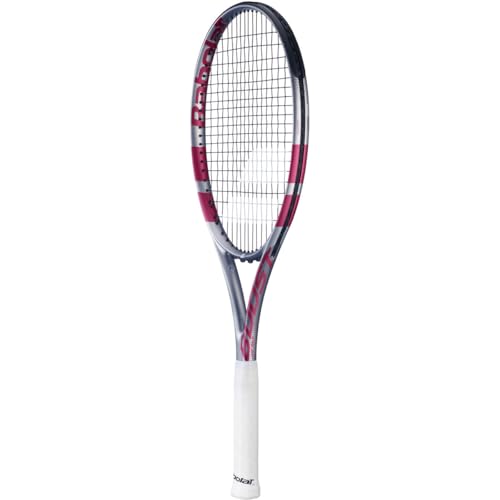 Beginner Tennis Racket - Graphite Frame, 102 Sq In, 27 Inch, Grey Pink, 4 1/4" Grip