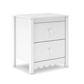 White Ashley Hallityn Nightstand with 2 Drawers, Scalloped Cottage Style