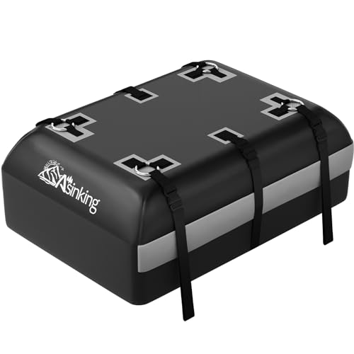 Asinking Waterproof Car Rooftop Cargo Bag 21 Cu Ft Black with Grey, Universal Fit