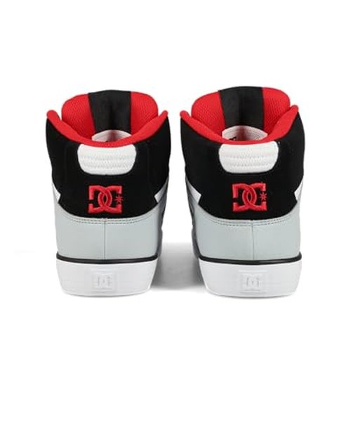 DC Men's Pure High Top WC Skate Shoe, Grey/Black/White/RED, 9