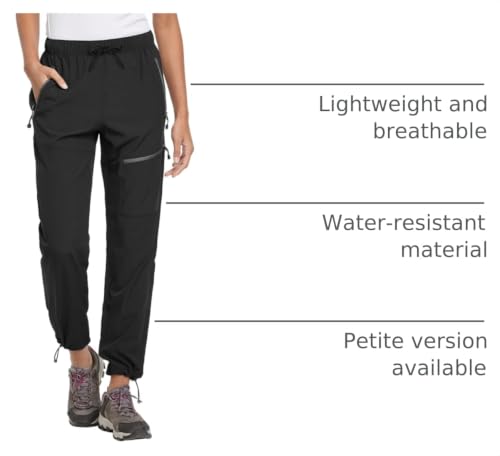 Baleaf Women's Hiking Pants Medium 27'' Black - Quick Dry Water-Resistant Cargo