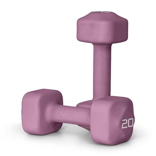Purple 20 lb Neoprene Dumbbell Pairs with Anti-Roll Square Head - Tone Fitness