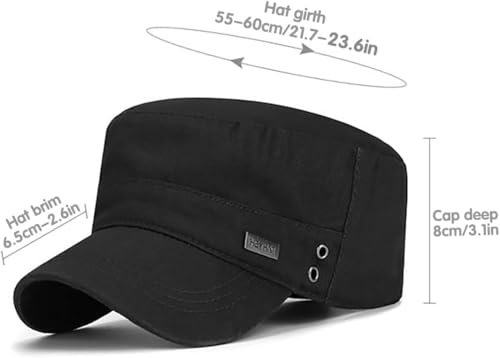 Men's Military Cadet Flat Top Newsboy Cap One Size Black