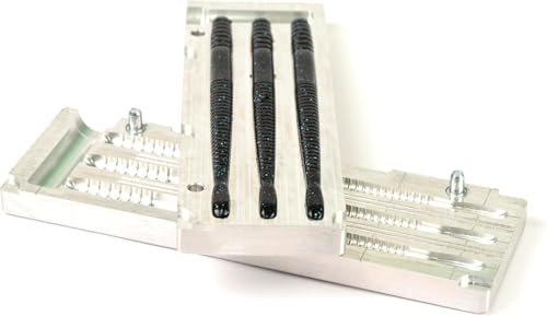 Aluminum Soft Plastic Lure Mold for Fishing Baits - 3 Cavity, 6" Roboworm Fat Tail