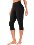Women's Workout Capri Leggings with Hidden Scrunch - 17'' Inseam, Small, Black