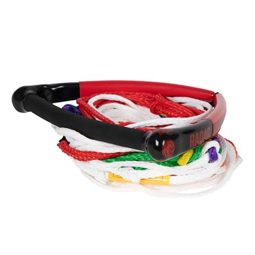 Radar Control Water Ski Rope & Handle Package - Red/Black Arc Handle, 8-Sect Mainline