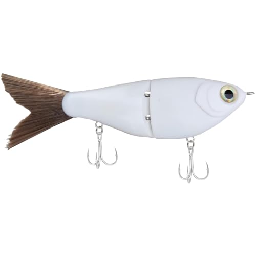 4.7in White Lifelike Fishing Lure with Fur Tail for Bass Trout Shad Musky