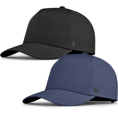 Performance Waterproof Baseball Cap for Men Women Black+Navy, S-7/7.5