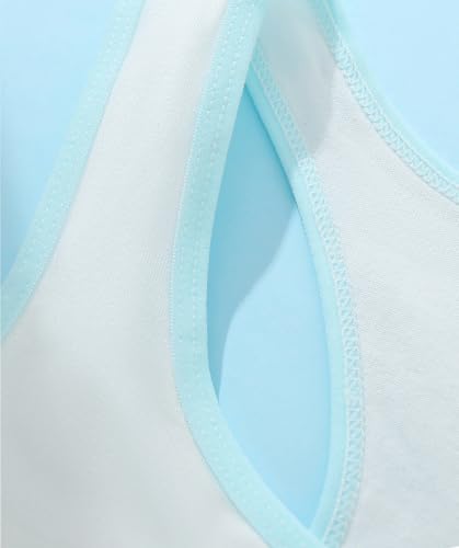 Girls Cotton Sports Bras for Teens - 7-9 Years, 6 Colors