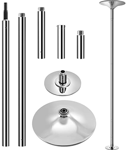 Portable 45mm Spinning & Static Pole Dance Pole for Home - Silver