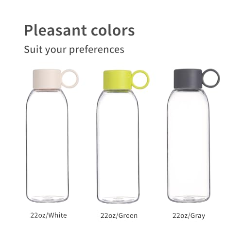 emoi 22oz Clear Water Bottle - Reusable Leakproof BPA-Free for School Travel Gym - White