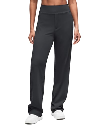 Women's Yoga Pants with Hidden Zipper Pockets - Black, Large, 5'4.5"-5'7"