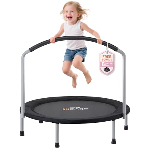 ATIVAFIT 36-Inch Black Toddler Trampoline with Safety Padded Cover & Adjustable Handle