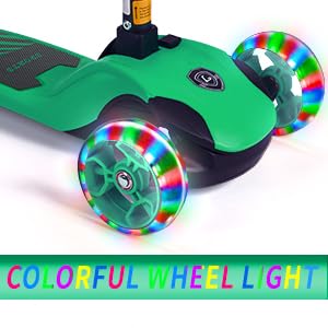 GLAMUP Kids 2-in-1 Folding Scooter Green for Boys & Girls Ages 3-14