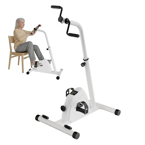 White Arm Leg Pedal Exerciser Bike - Adjustable Fitness Equipment for Seniors