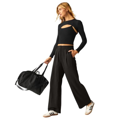 Women's Wide Leg Trousers - Black, Small, Comfortable Yoga & Casual Pants