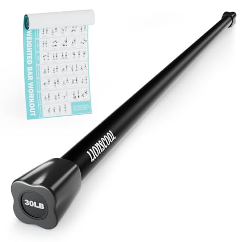 LIONSCOOL 30LB Weighted Exercise Bar - Foam Padded Steel Fitness Bar for Strength Training