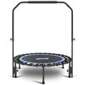 Blue 40-Inch Silent Mini Trampoline with Adjustable Handle Bar for Adults Fitness
