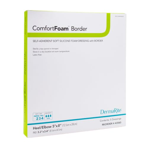 DermaRites ComfortFoam Border Heel and Elbow Dressings 5 x 8 Inch - 5 Count