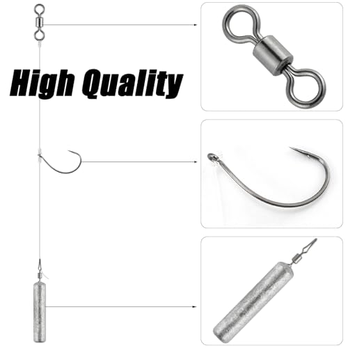 Drop Shot Rig with #2 Hook and 3/16oz Weight - 10 Pack Fishing Tackle