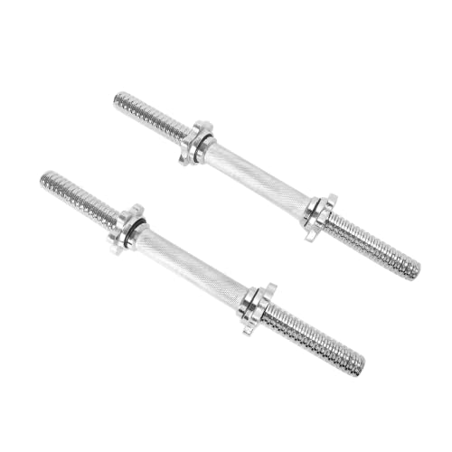 15.75 Inch Chrome Threaded Dumbbell Bar Handles - Adjustable Weightlifting Handles for Standard 1 Inch Plates, Pair