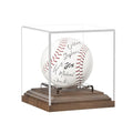 Baseball Display Case with Walnut Wood Base Acrylic Holder for Autographed Balls - Walnut Variation