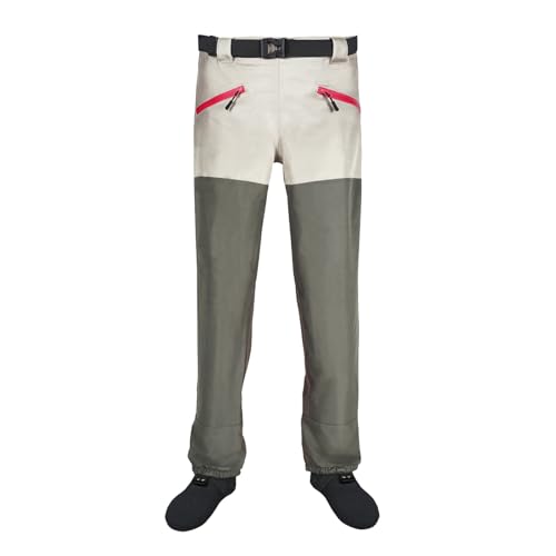 X-Large Green Waterproof Waist Waders for Men & Women - 3-Ply Breathable Fishing Pants