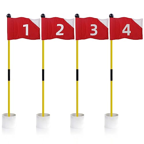 4 Pack Golf Practice Hole Set with Fiberglass Flagstick & Cup - Backyard Putting Green
