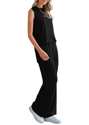PRETTYGARDEN 2 Piece Lounge Sets for Women Travel Outfits X-Large Black